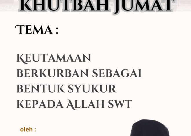 Teks Khutbah Jum’at  “Keutamaan berkurban sebagai bentuk syukur kepada Allah swt”  Oleh Dr. Derysmono, B.Sh., S.Pd.I., M.A.
