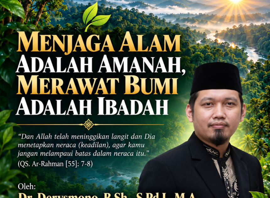 TEKS KHUTBAH JUM’AT MENJAGA ALAM ADALAH AMANAH, MERAWAT BUMI ADALAH IBADAH   Oleh: Dr. Derysmono, B.Sh., S.Pd.I., M.A.
